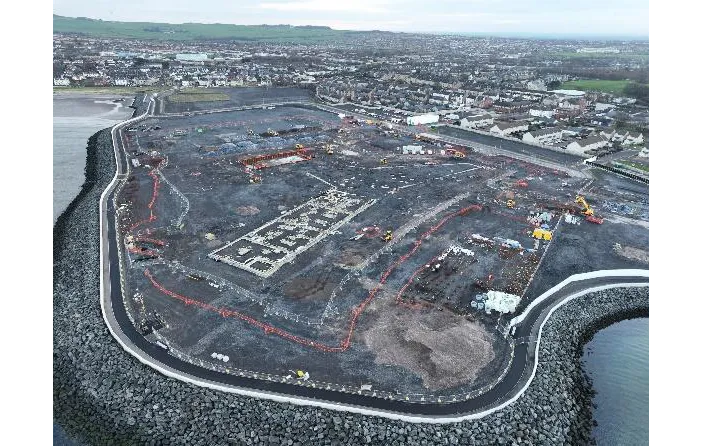 Aerial view of the January 2026 progress of the Ardrossan Community Campus site