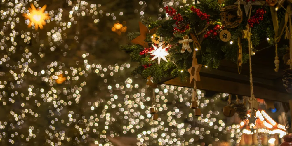 Lights and decorations on a Christmas Tree