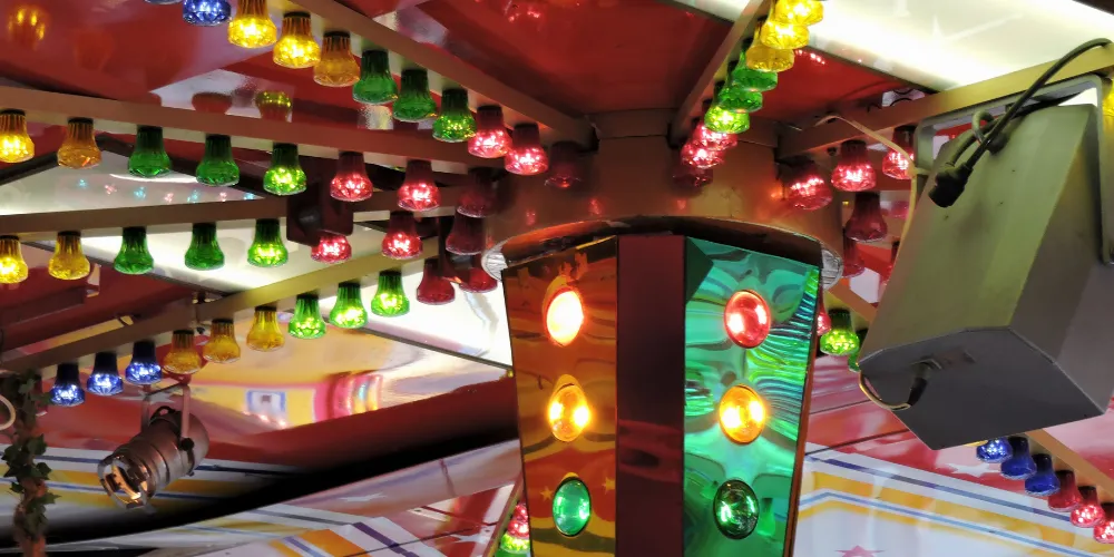 Fairground ride with lights
