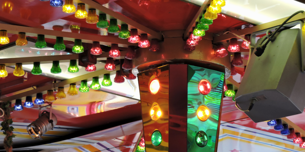 Fairground ride with lights