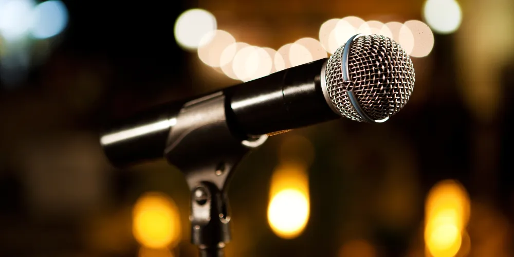 Microphone in lit room