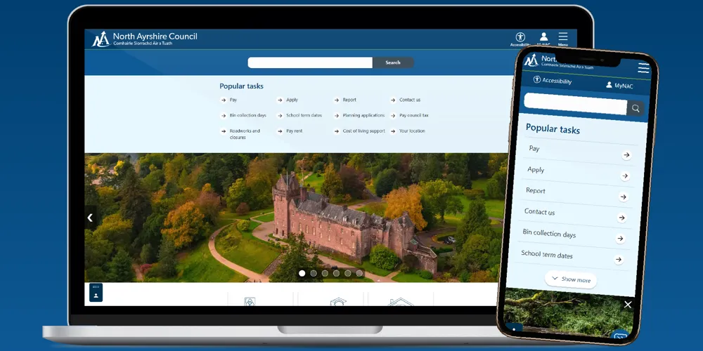 An image of a website page and mobile phone
