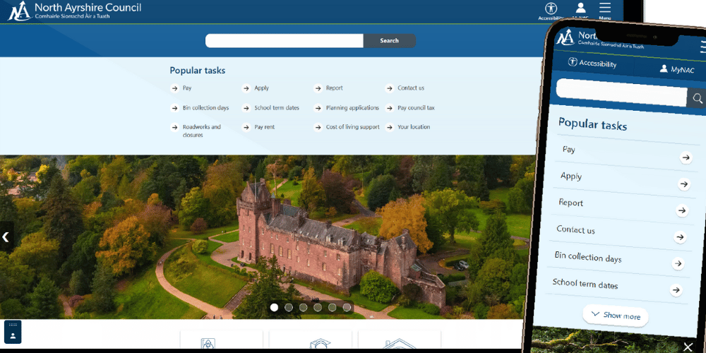 An image of a website page and mobile phone