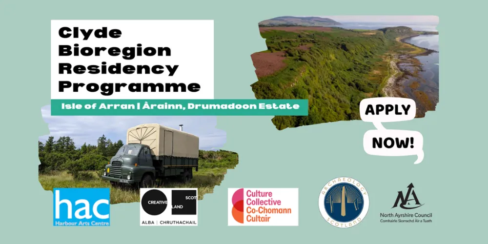 Leaflet for Clyde Bioregion Residency Programme with images of Arran