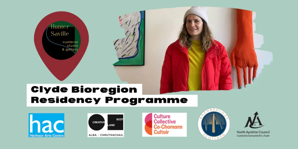 Clyde Bioregion graphic with artist for announcement of residency