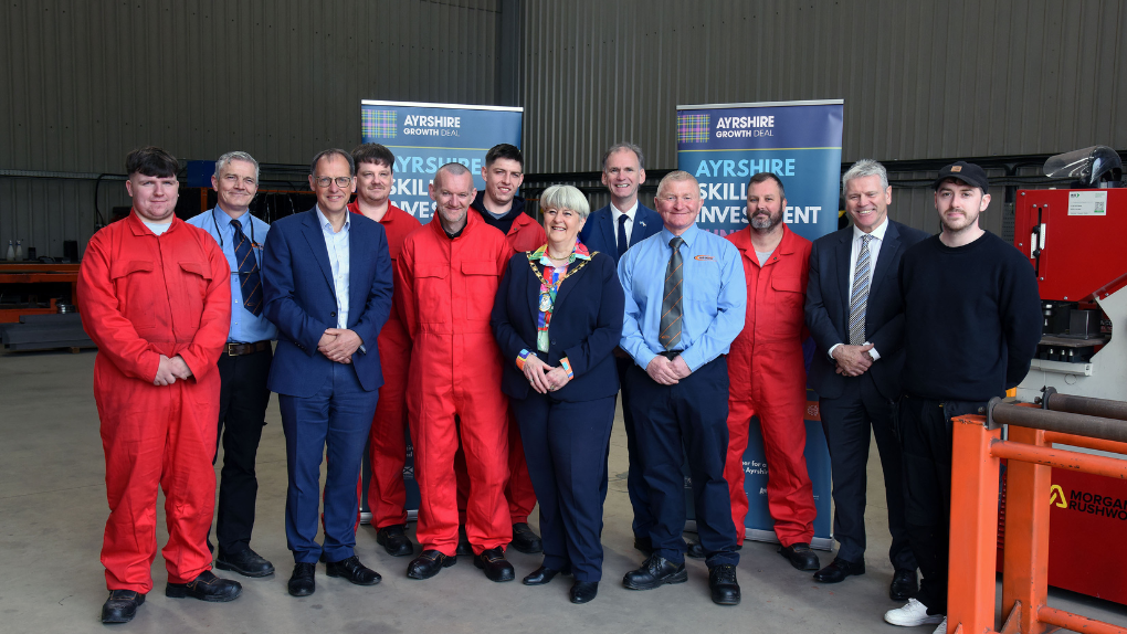 Provost Dickson, Councillor Gurney, Leader of North Ayrshire Council and other guests welcome new trainees