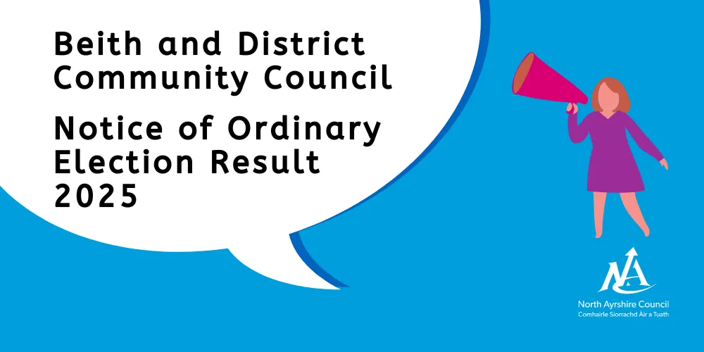 Beith and District Community Council Election Result with megaphone graphic