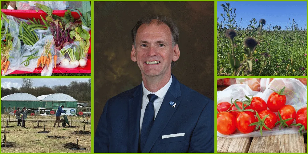 Collage of outdoor scenes and Councillor Tony Gurney