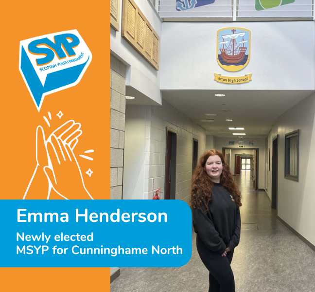 Emma Henderson MSYP Cunninghame North clapping hands graphic