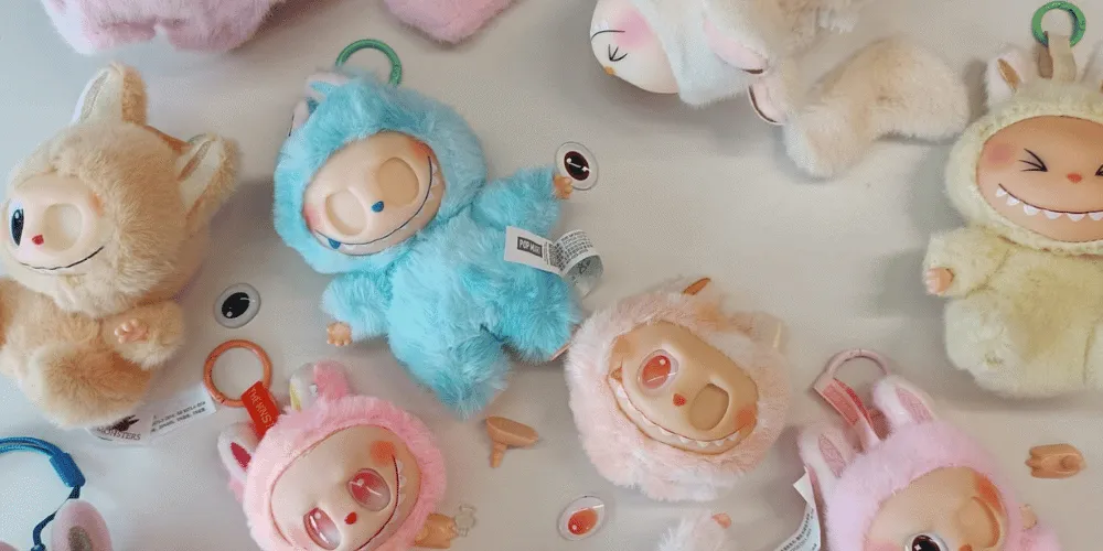 A collection of colourful fake toys