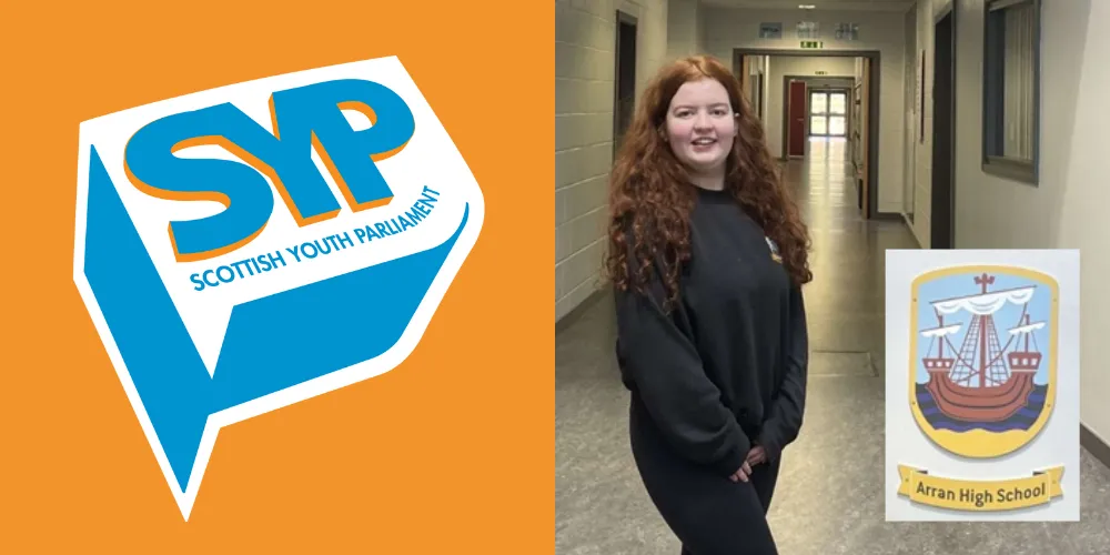 Scottish Youth Parliament logo and new Member of Scottish Youth Parliament Emma Henderson