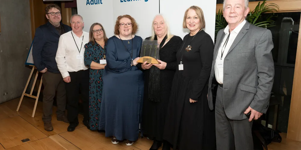 Members of the Kilwinning Community Shed with award they won at Adult Learners week
