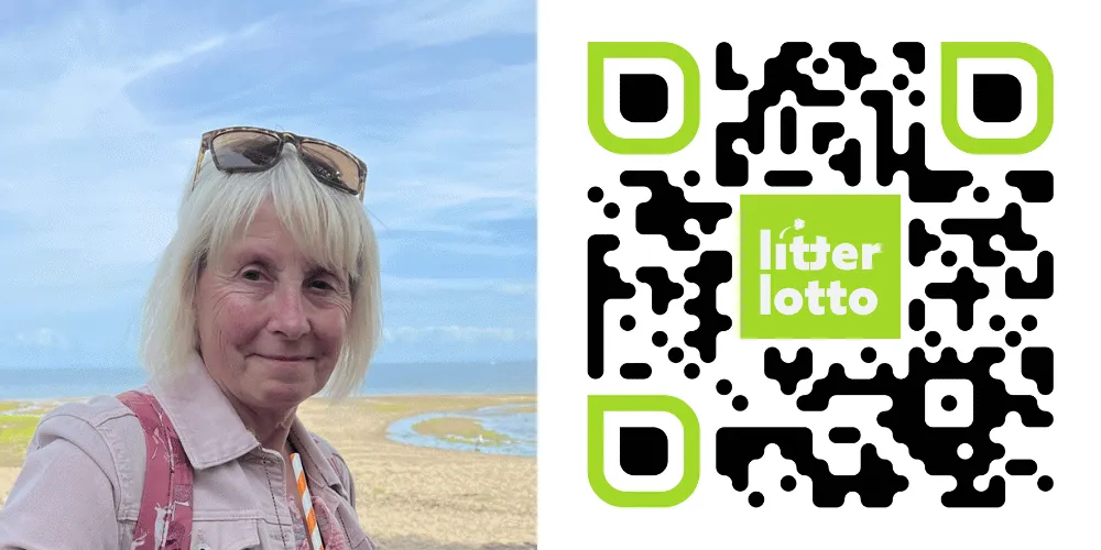 Marie Nicolson, the £100 winner for November - and the app's QR code