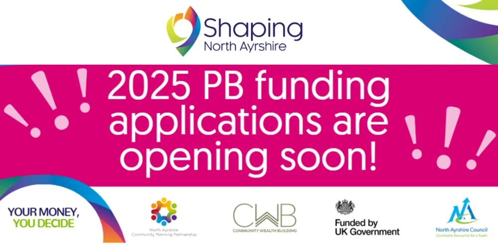 PB applications are opening soon in North Ayrshire graphic with Shaping North Ayrshire logo