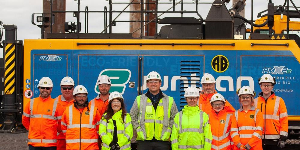 The team with the electric piling machine