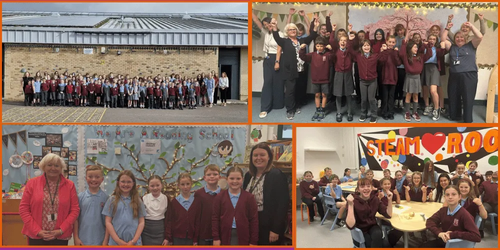 School children and staff in various school settings