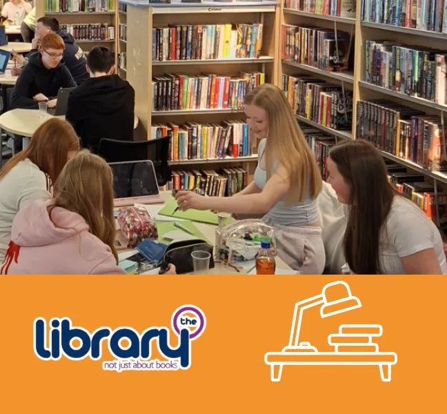 Pupils studying in Irvine Library