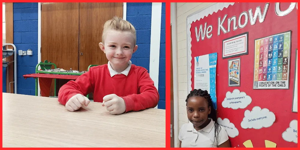 Two children in school uniform