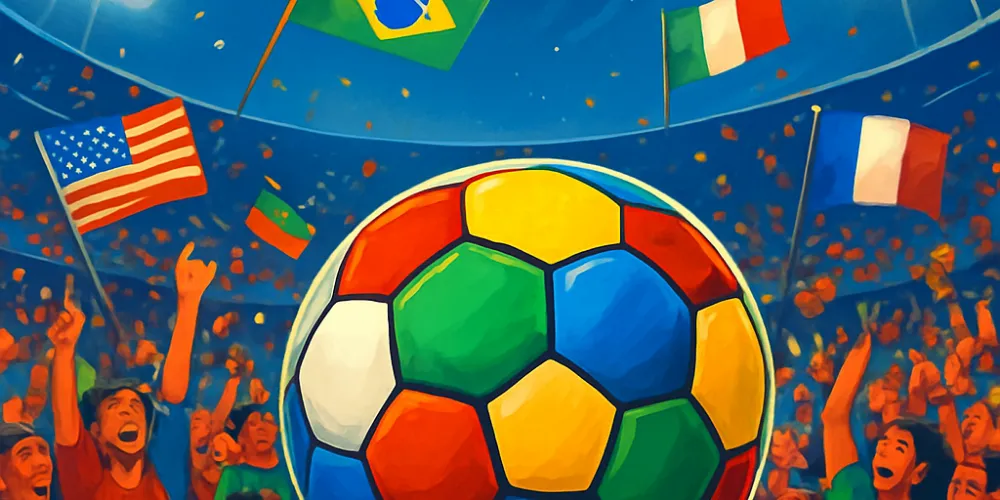 A football and fans from various countries